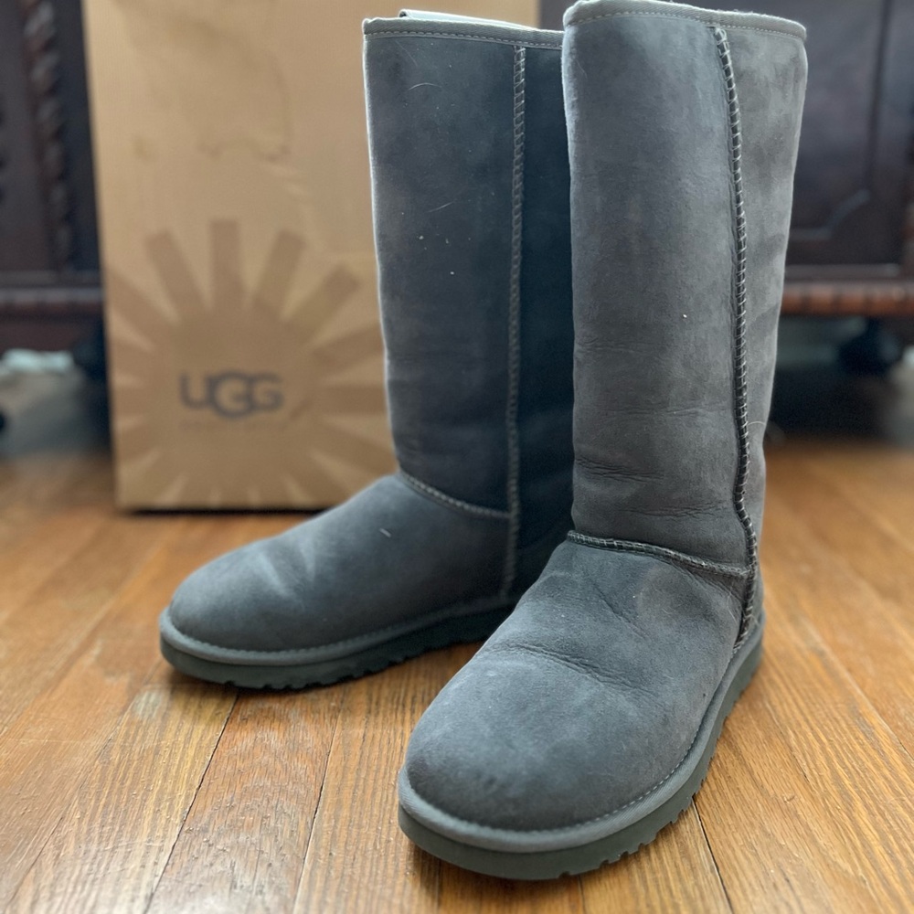 Original UGG Charcoal Suede Tall Boots